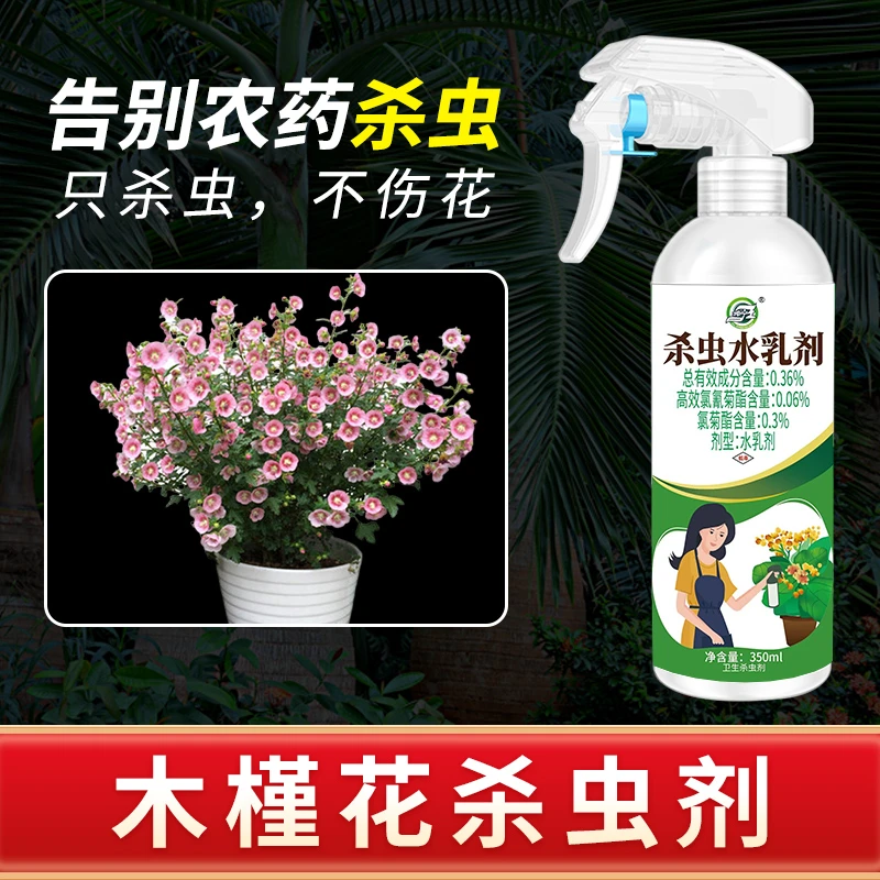 木槿花【只杀虫不伤花】虫虫净杀虫水乳剂喷花卉小飞虫植物通用喷雾