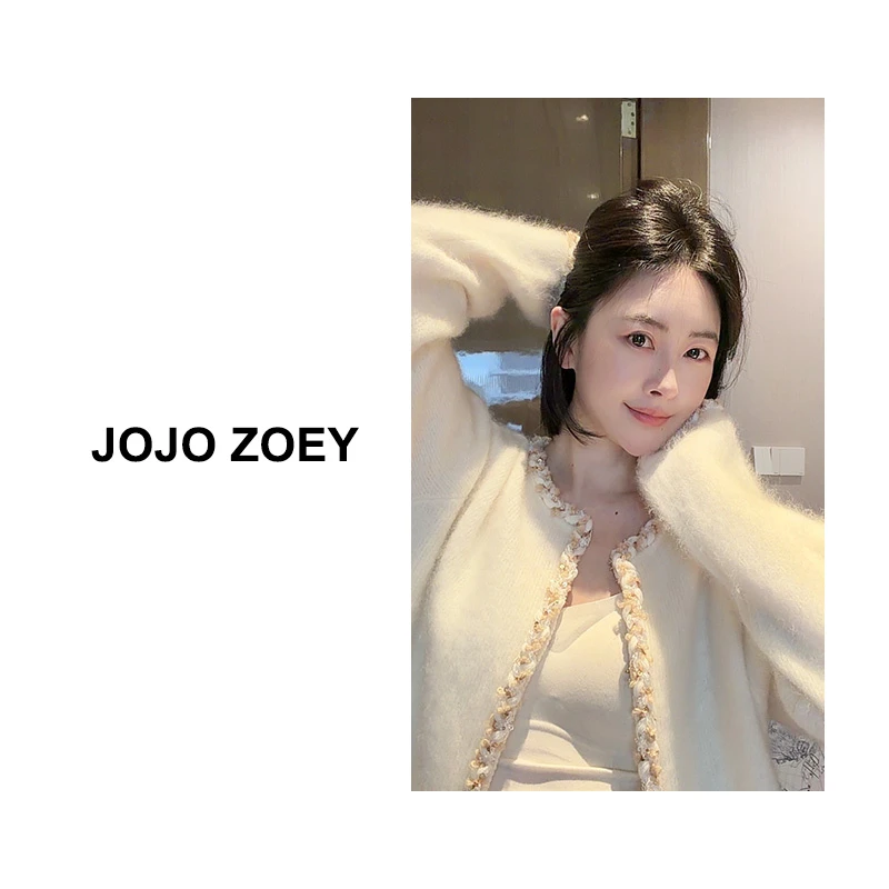 JOJO ZOEY【冬日巴黎】羊绒+羊毛新款拉毛小香风开衫外套zz-25167