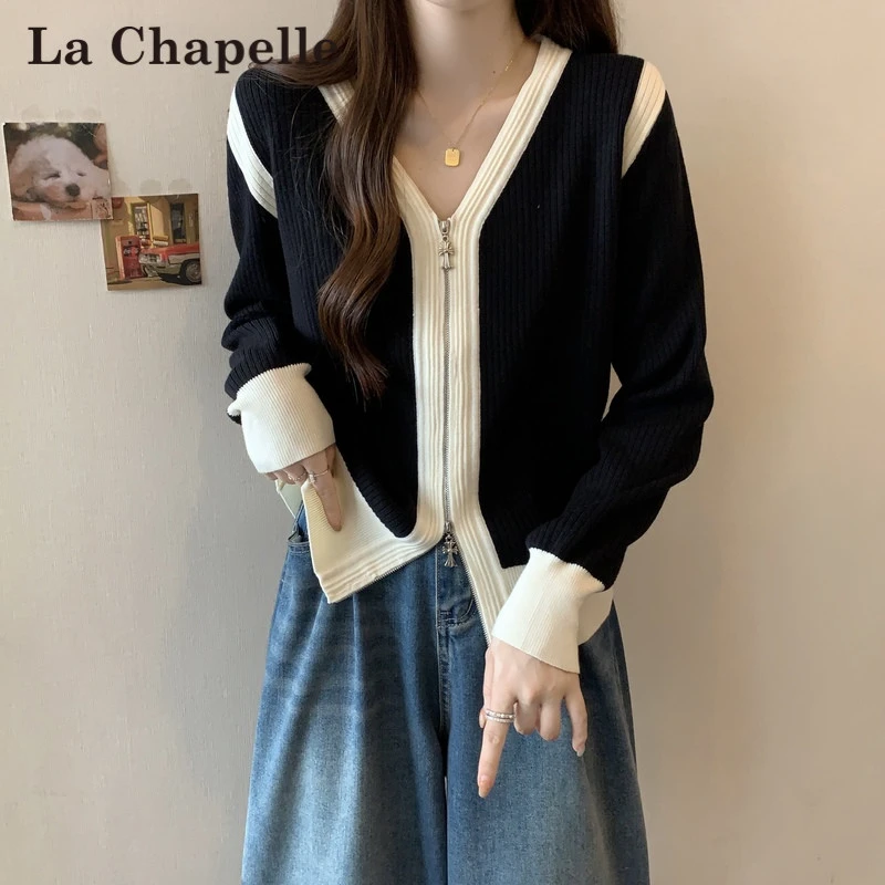 拉夏贝尔针织衫女款爆款2025新款春秋慵懒风上衣别致独特漂亮小衫