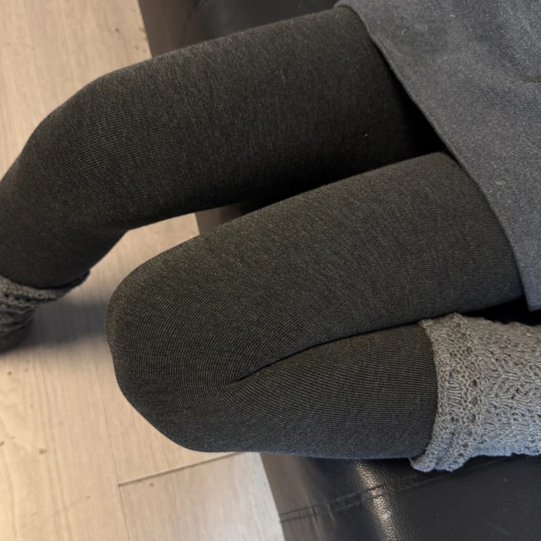 【甜蜜蜜家】秋冬加绒格雷系灰色压力裤高腰收腹显瘦加厚保暖外穿