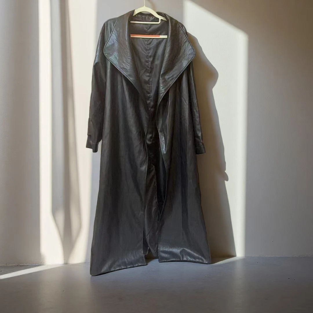 常规常规款长款插肩袖免洗皮衣长袖法式中长款秋季