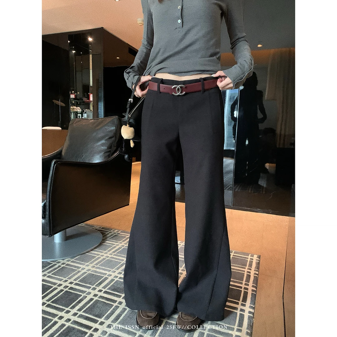 THEISSN宁司 低腰显瘦喇叭裤女秋季百搭西装休闲裤 01454