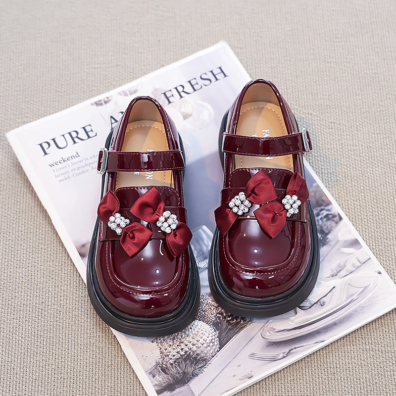 儿童公主鞋2025春秋新款女童乐福鞋红色洋气小女孩单鞋软底小皮鞋