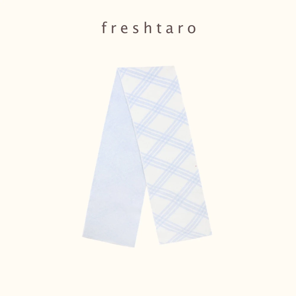 freshtaro 两种蓝格纹 厚实保暖针织围巾