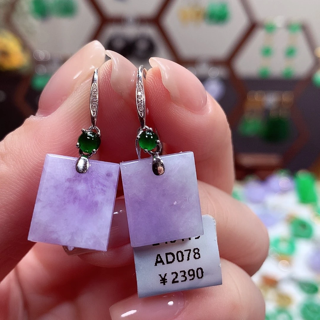 翡翠耳饰18K金镶嵌天然翡翠