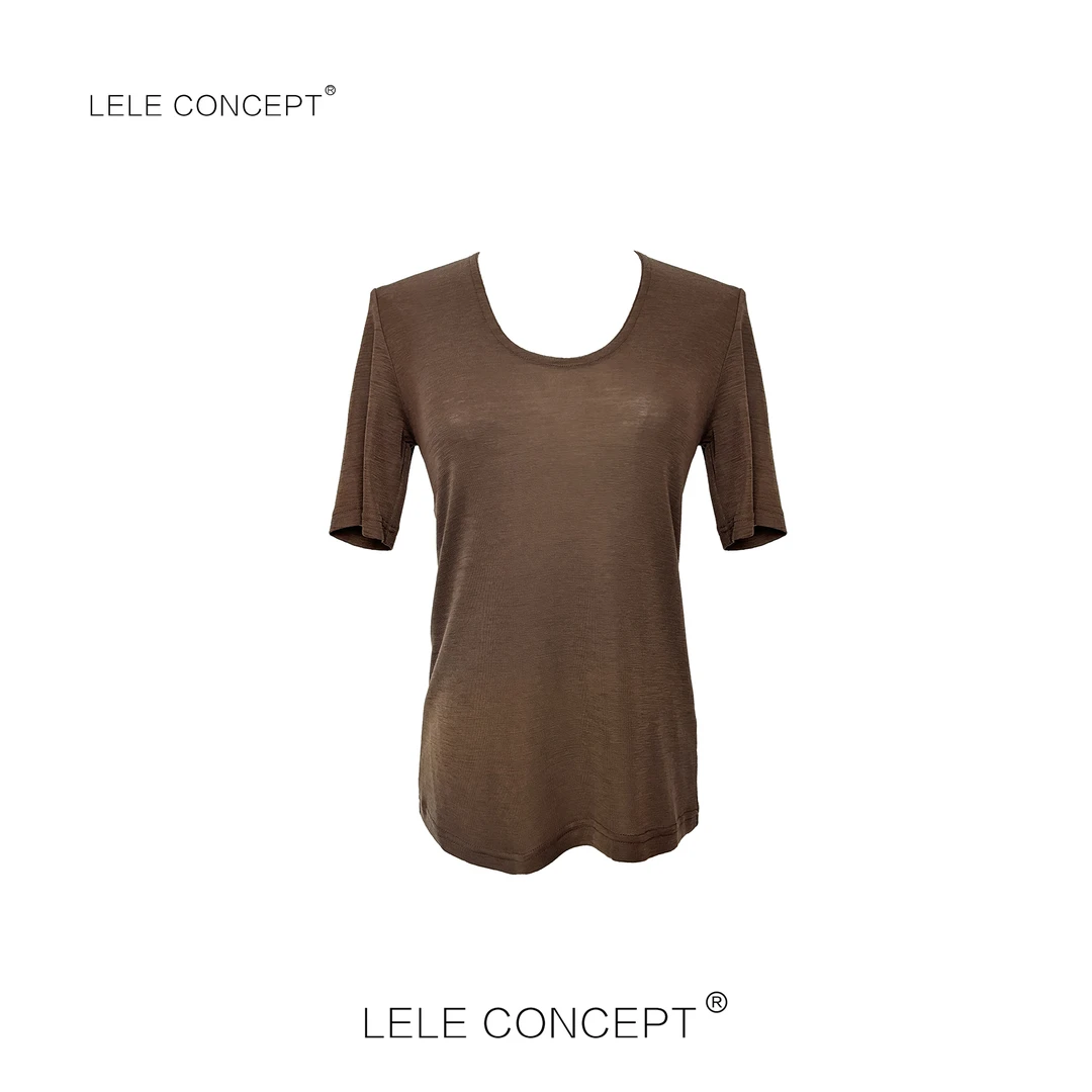 LELE CONCEPT丨舒适轻奢百搭款V领半袖羊毛打底S1183