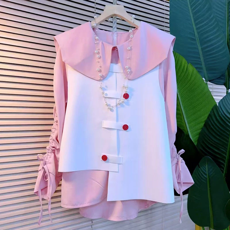 洋气学院风显瘦宽松大码胖妹妹衬衫马甲气质2025秋季新款减龄套装