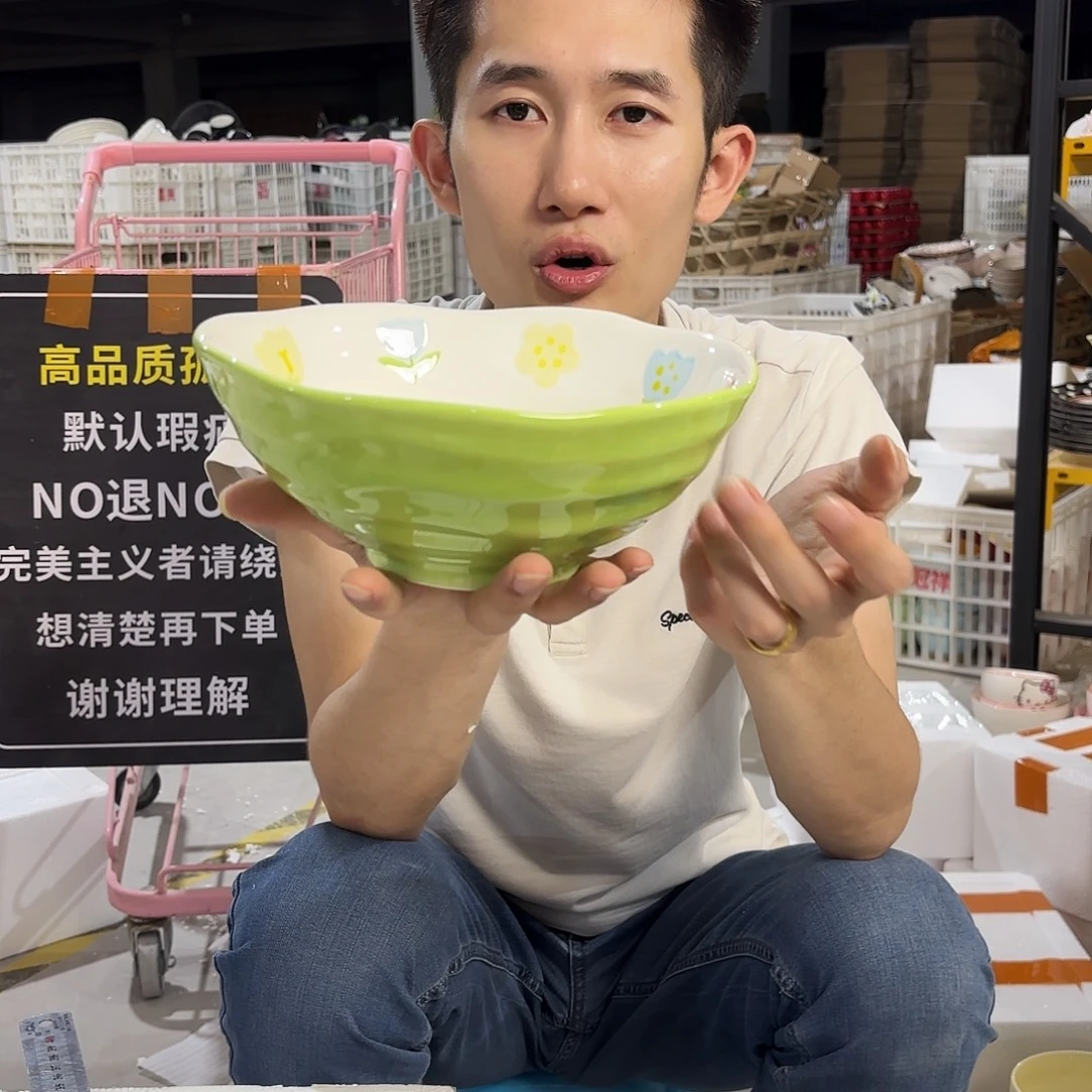 瓷微瑕陶瓷餐具釉下彩8寸