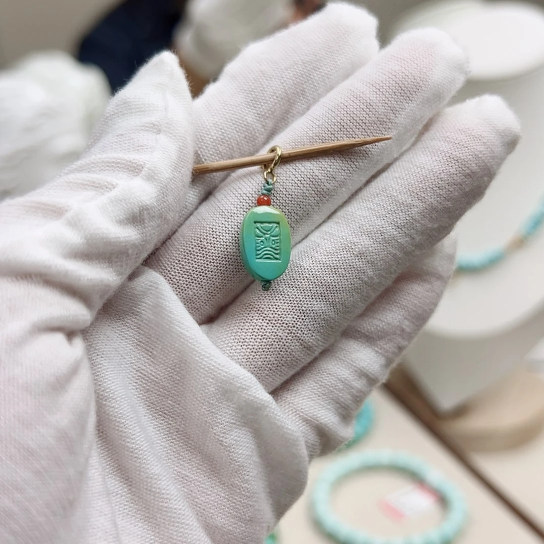 绿松石银S925镀金镶嵌A12炸鸡