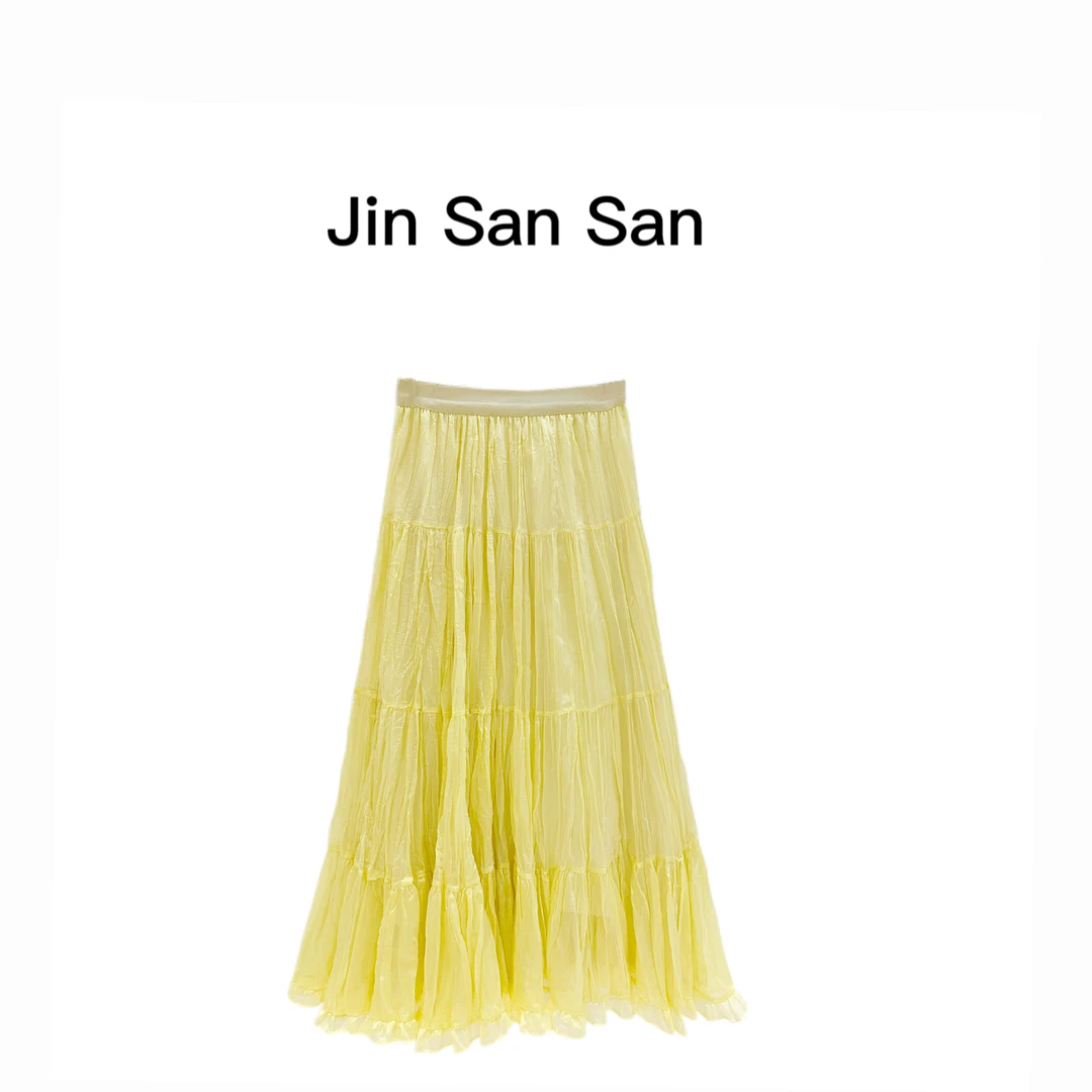 金三三【一路生花】2025夏季新款时尚百搭设计师休闲半身裙H2573