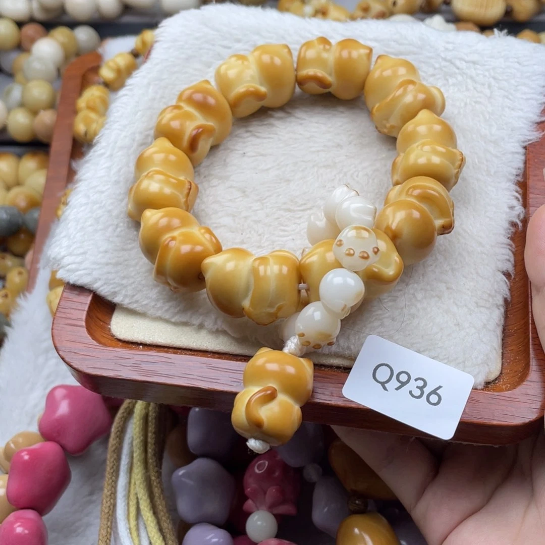 纯***条菩提根/象牙果手串瑕WQ936猫猫手持20mm一串