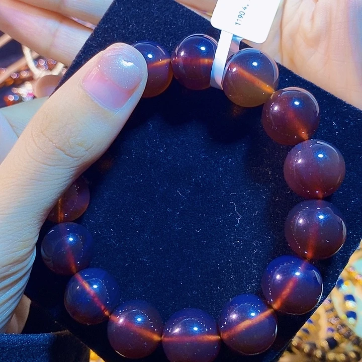 蓝珀未镶嵌珠宝奇石紫罗兰手串14