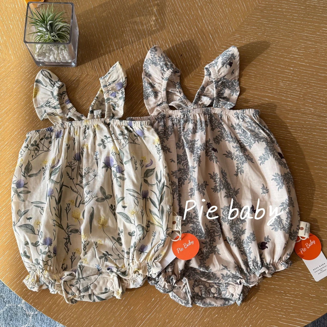 Pie baby-婴儿无袖包屁衣女宝宝夏季裙子连体北欧风复古碎花哈衣