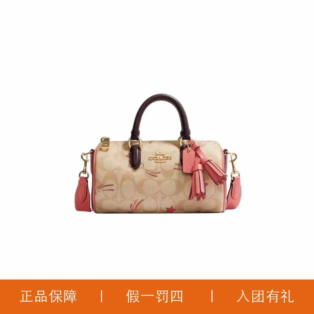 95新 COACH/蔻驰 蔻驰奶茶印花巴比龙包/C2881/19X10X10