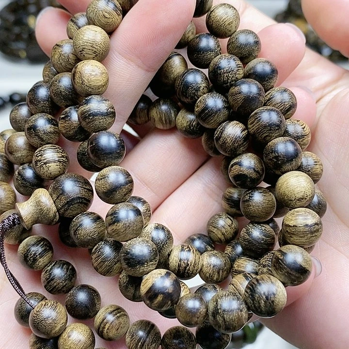 手串沉香致*越南芽庄白奇楠沉水料樱子留疤玉化虎斑