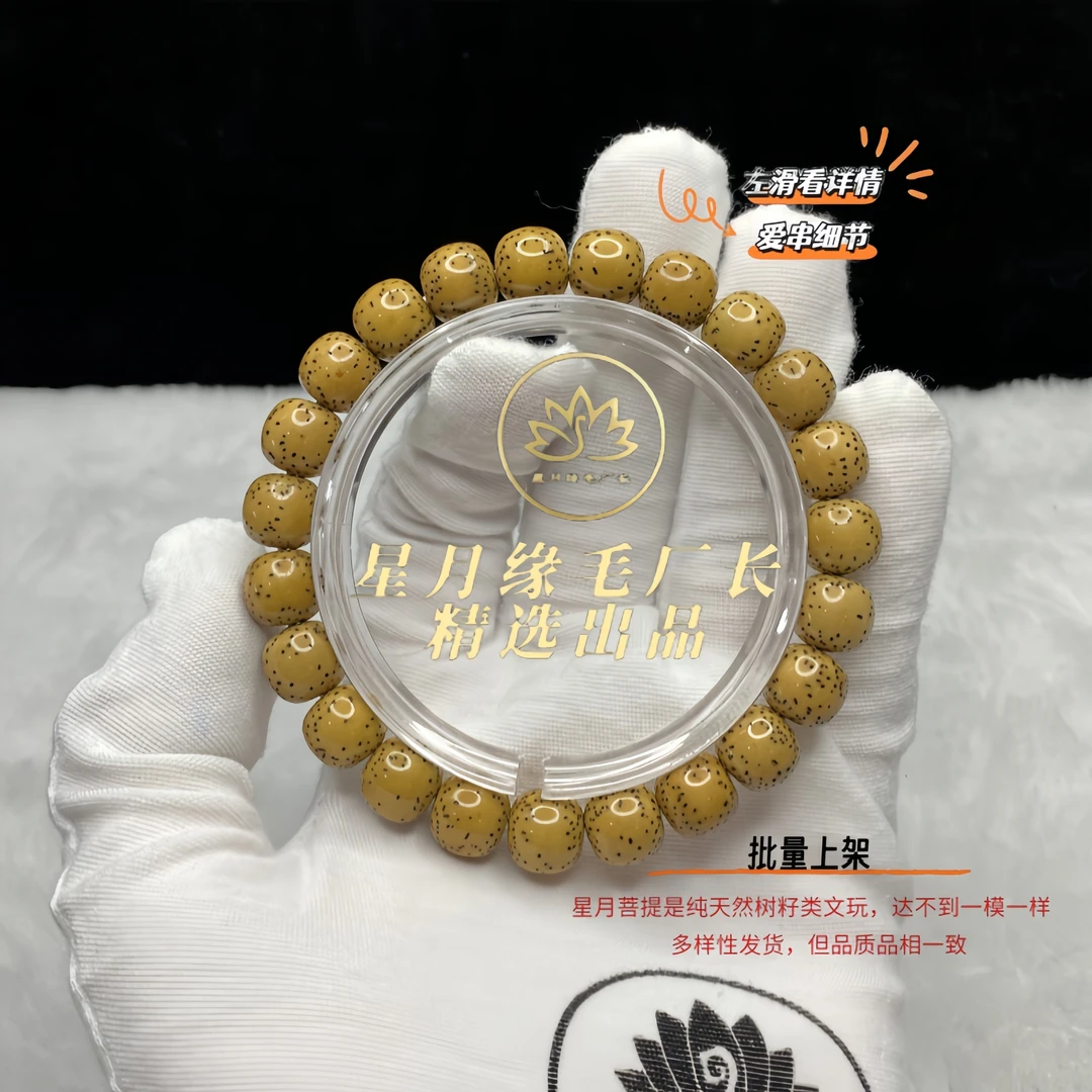 BB53原生态星月菩提侧留白陈籽10*9mm文玩手串【多样性发货】
