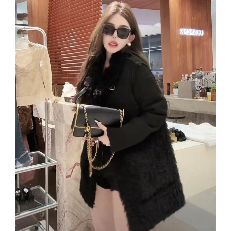 GUIDI GUDI【舞台剧】气质休闲百搭毛毛拼接长袖外套