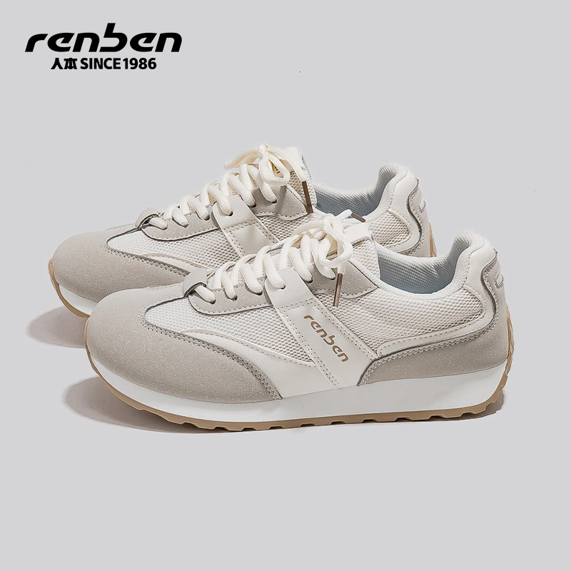 人本官方旗舰店女款时尚休闲鞋2025秋季新款复古百搭学生潮鞋厚底