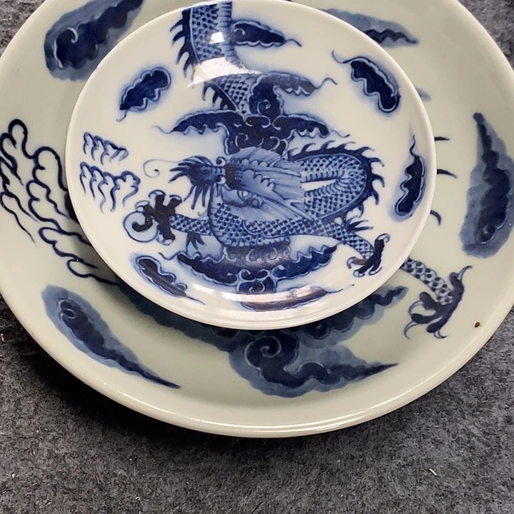 满***好青花盘，青花过墙龙盘