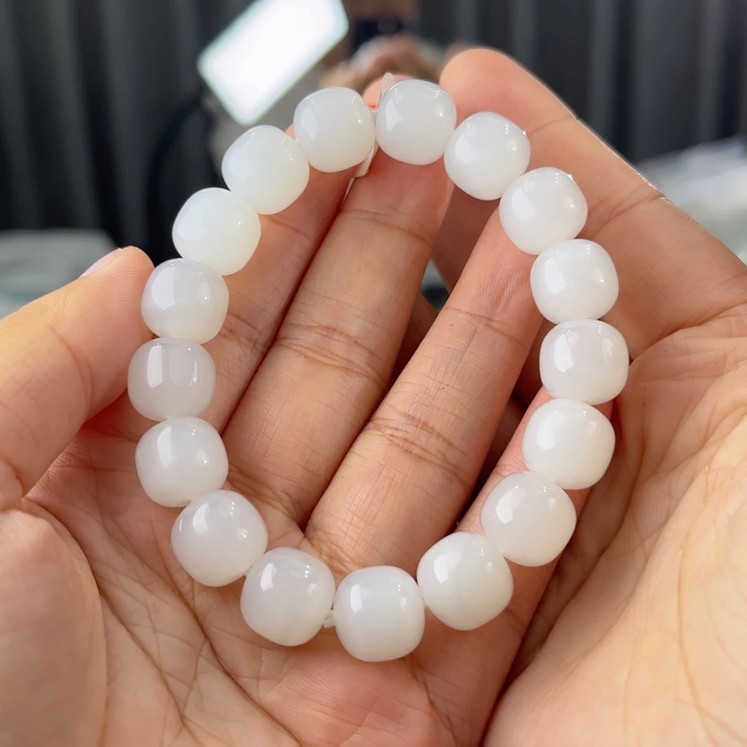 手链未镶嵌和田玉新疆且末天泰白玉卡12老型珠