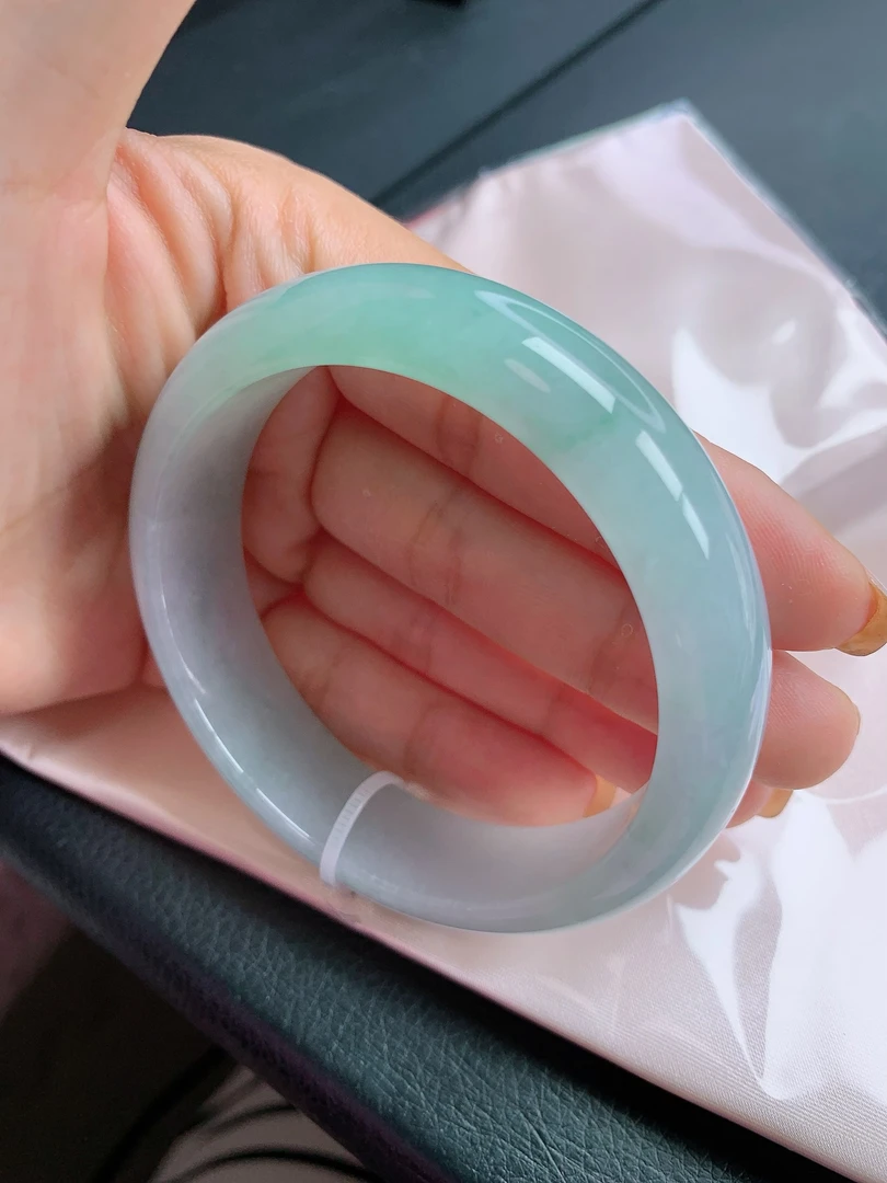 缅甸天然a货翡翠57圈口轮胎手镯