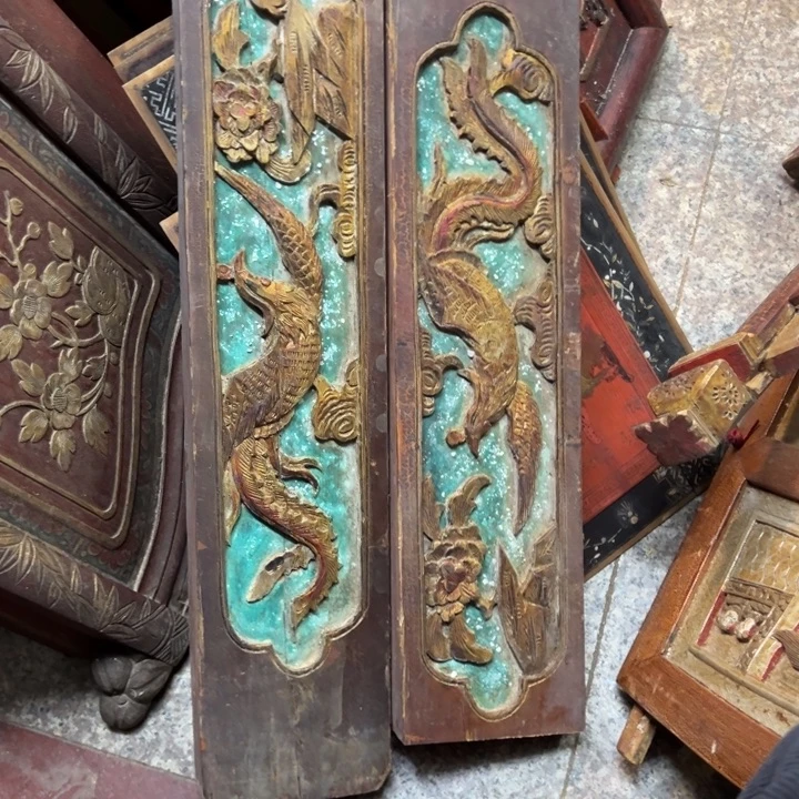 巴***1香榧木老木雕花板艺术