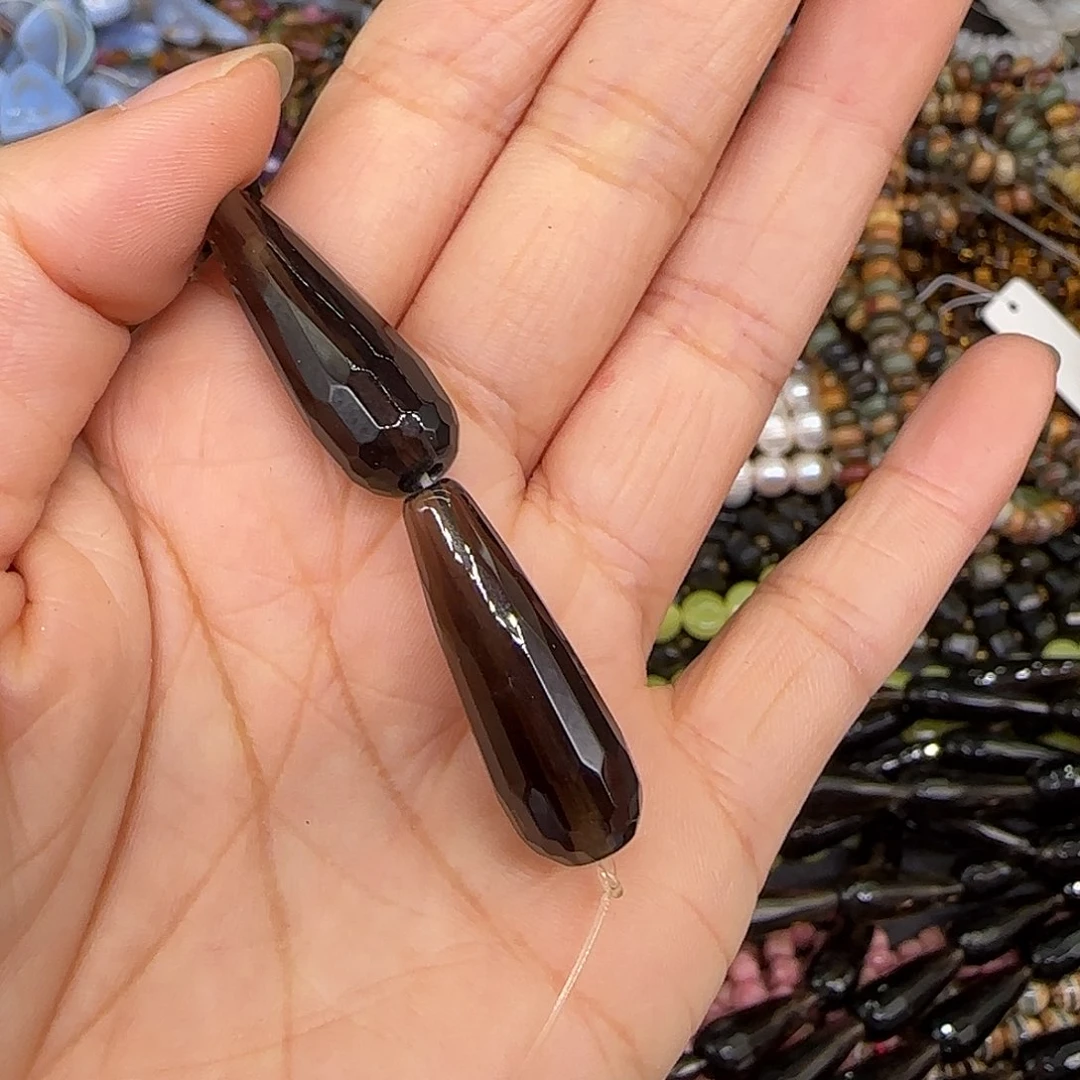 玛瑙/玉髓合金珠宝半成品茶晶2颗水滴9-29mm01