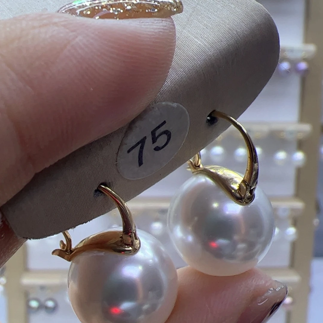淡水珍珠耳饰18K金镶嵌