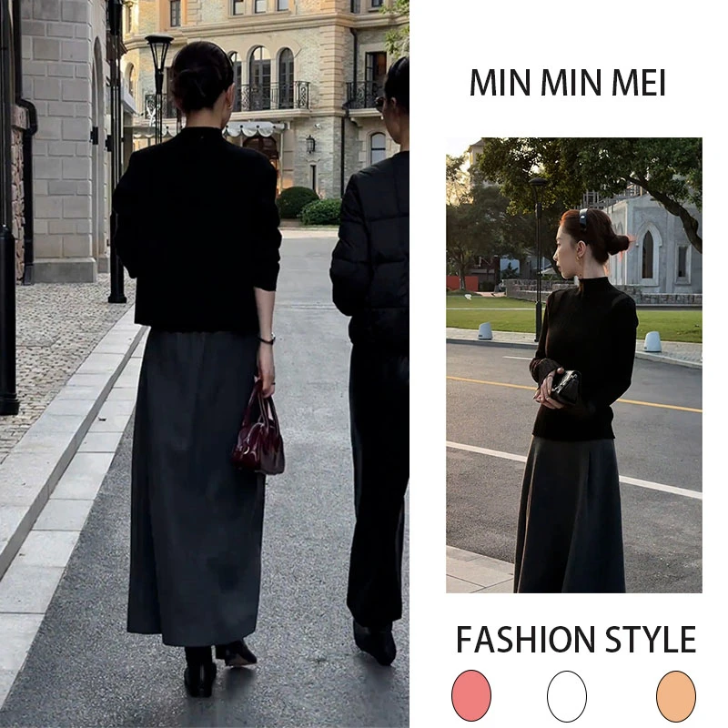 巨好看秋冬装气质ins名媛高级感外套+打底衫+半身裙显瘦三件套