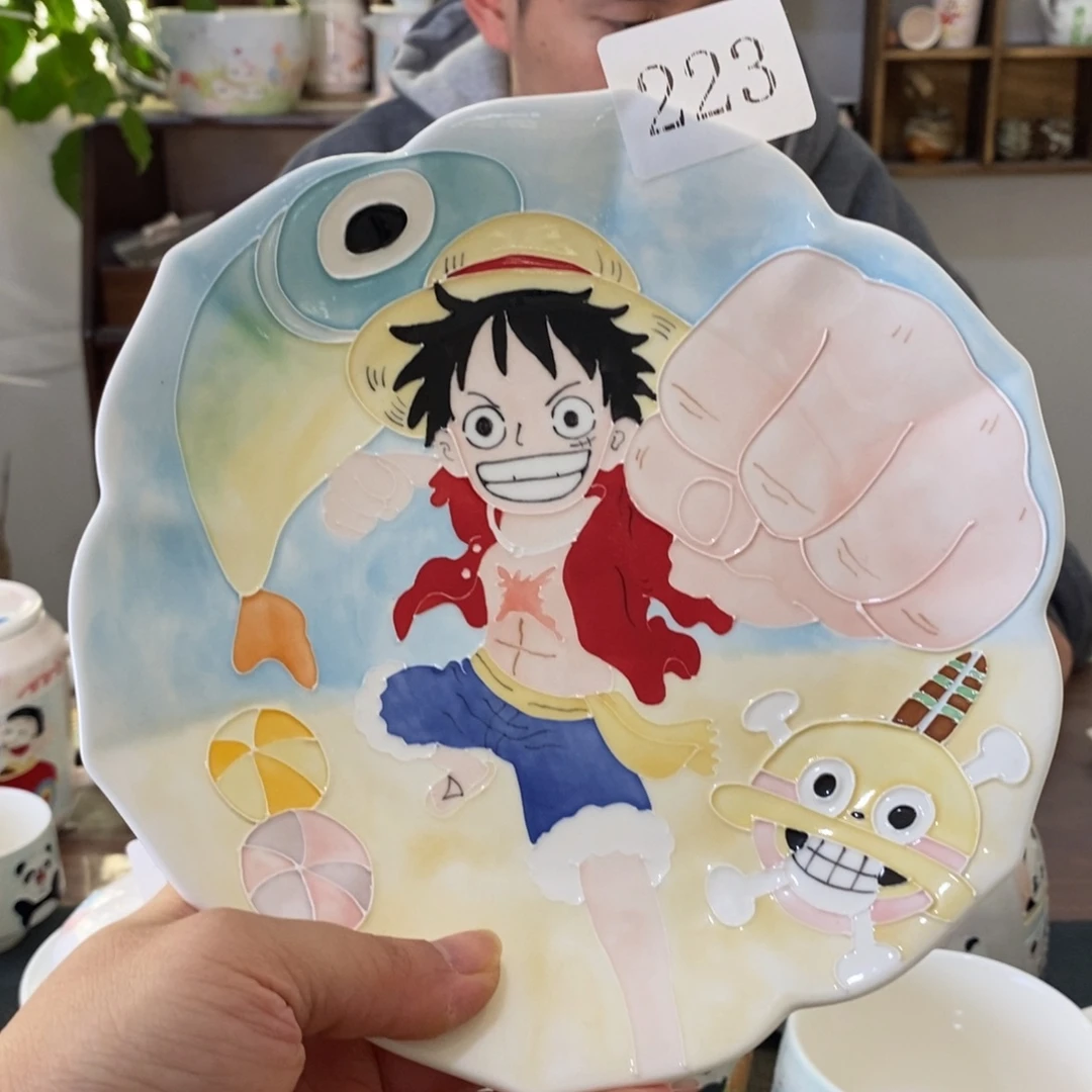 瓷片景德釉下彩手绘