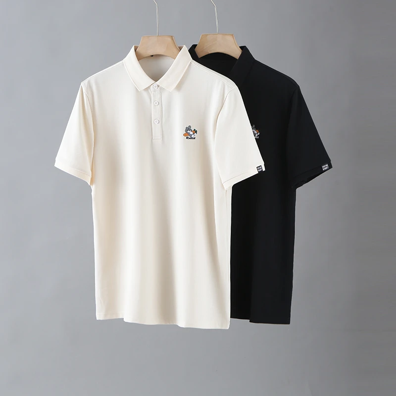 HS307剪标夏季男士短袖polo衫纯色重工刺绣翻领T恤