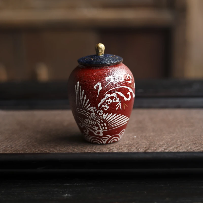 【小田甄陶】凤凰-蕉白轩-小茶叶罐（蕉白S0733）