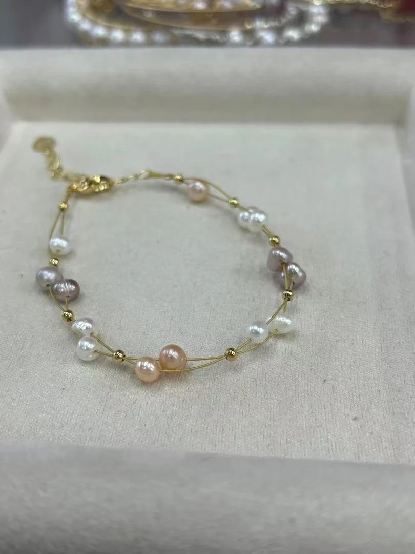 885天然珍珠碎印手链