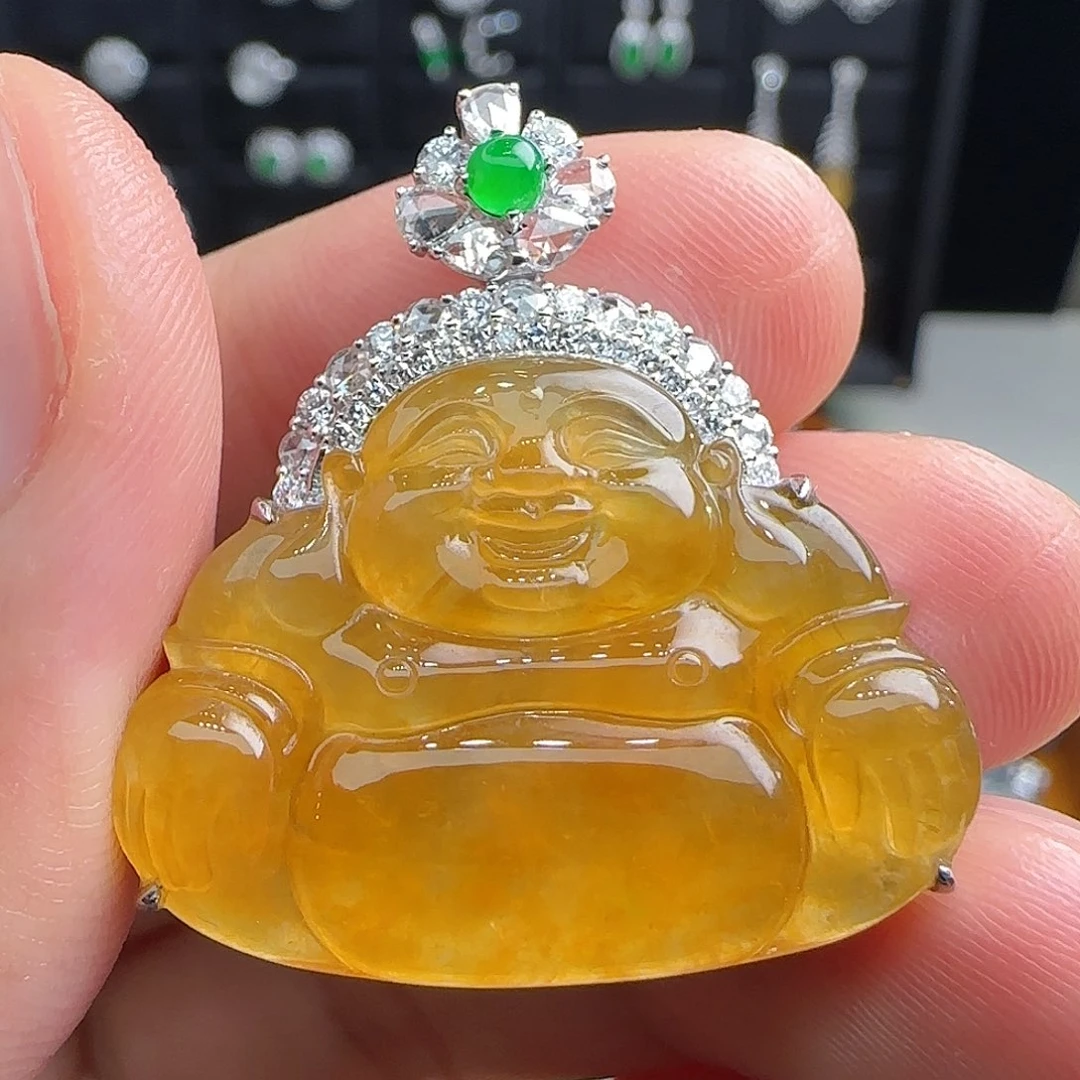 翡翠18K金镶嵌颈饰天然翡翠