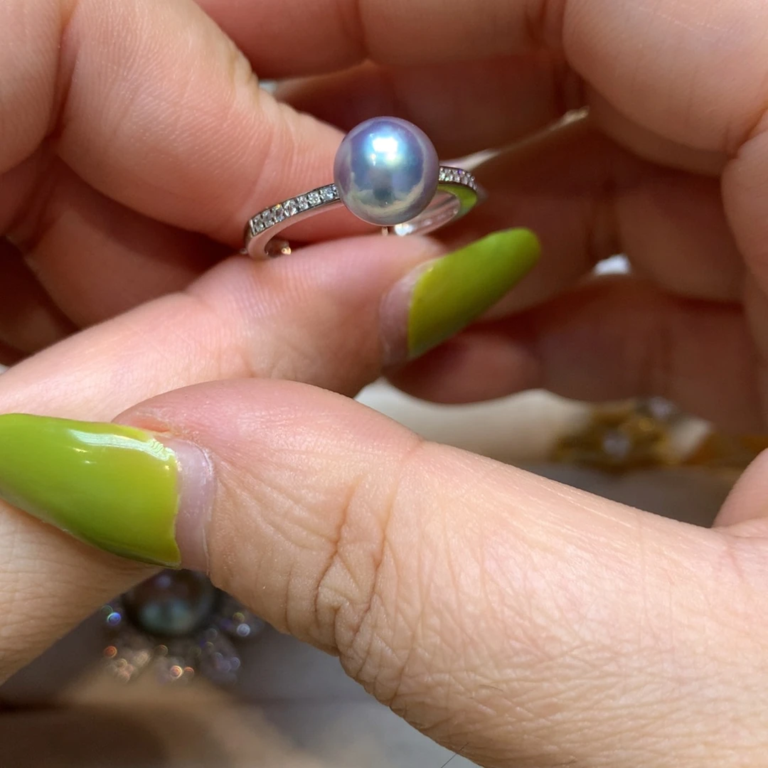 海水珍珠戒指银S925镶嵌