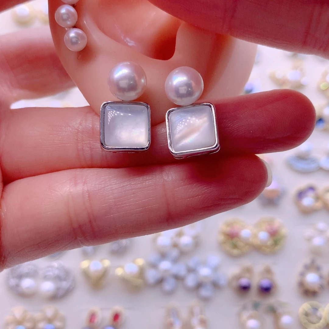 淡水珍珠合金耳饰