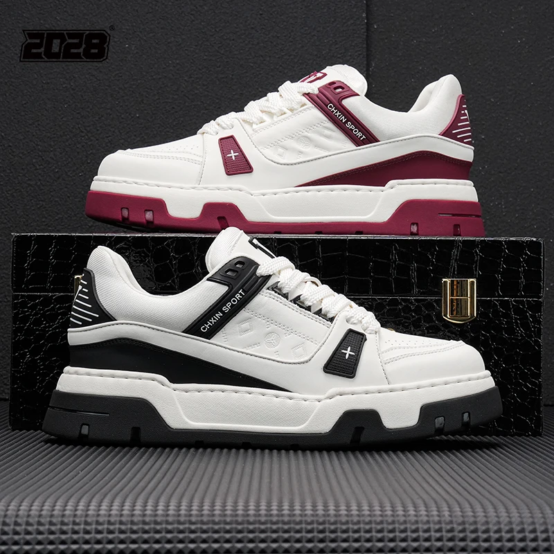 秋季男鞋真皮板鞋透气增高鞋潮流百搭潮鞋男士运动休闲皮鞋内增高