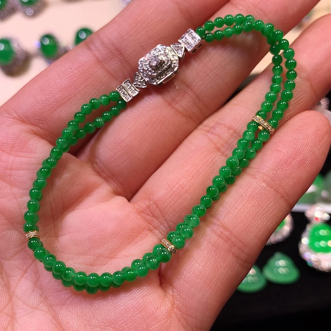 翡翠18K金镶嵌手链