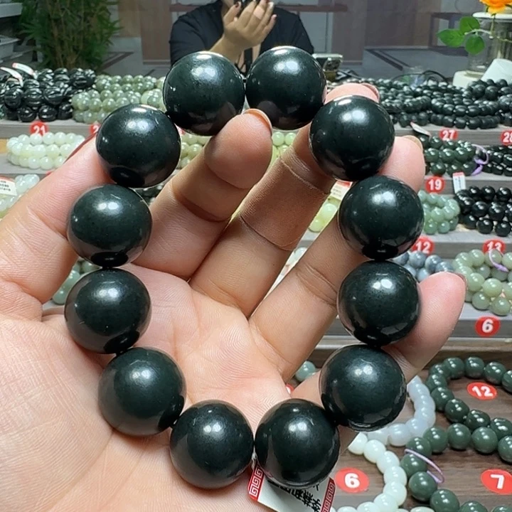 未镶嵌手链和田玉新疆黑青卡20