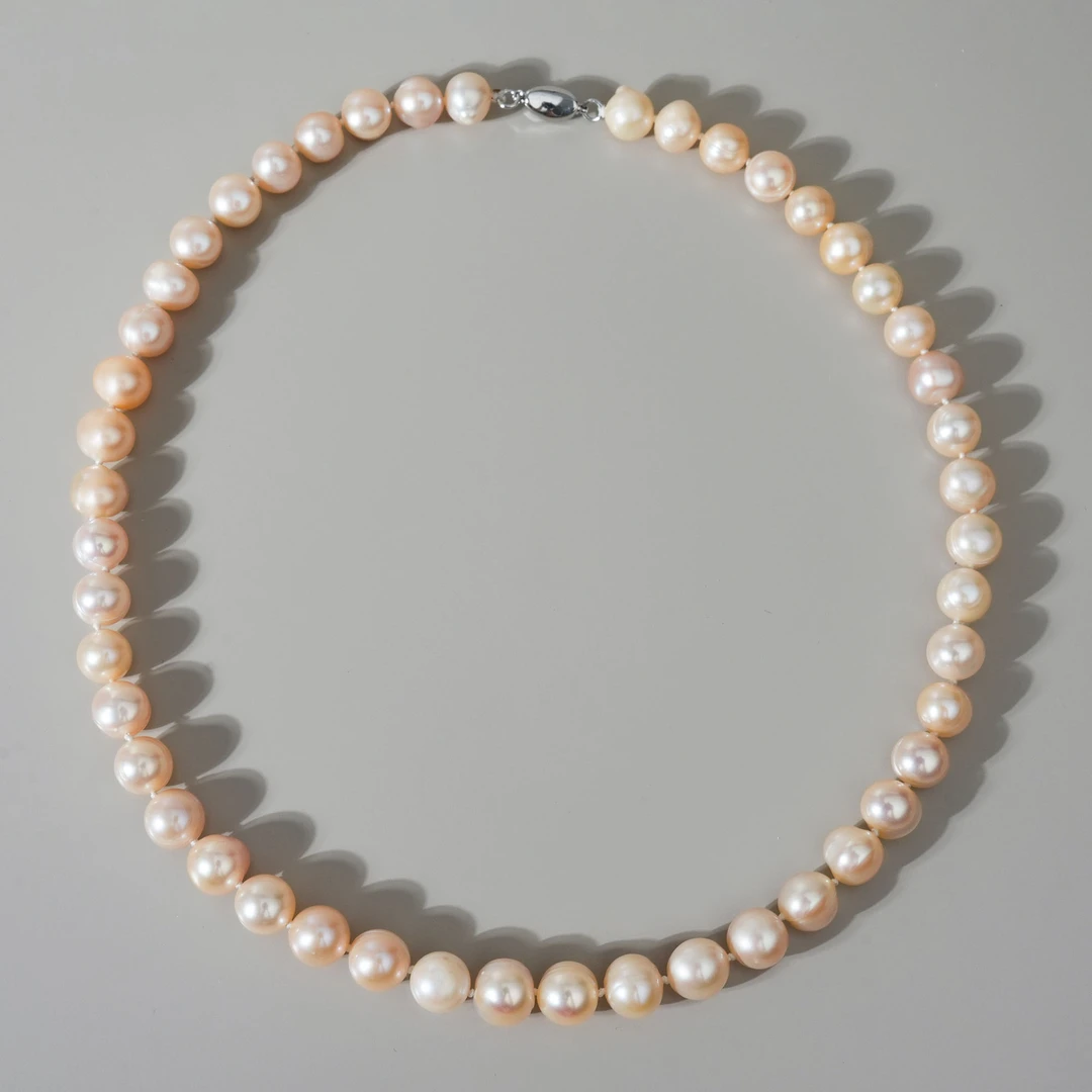 赤棠 9-10mm S925银无核淡水珍珠项链中国红多样性发货45cm