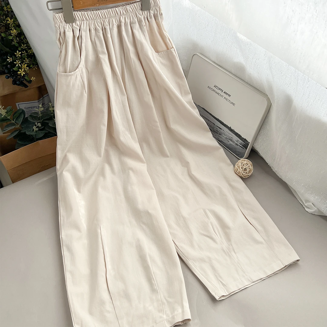 泡泡噜童装夏季新款儿童女孩宽松阔腿裤棉麻裤长裤