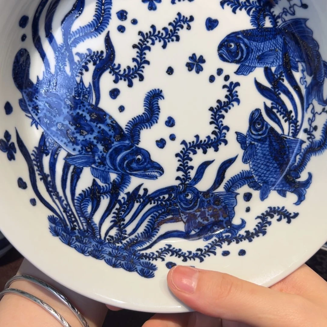 青花雯华堂手绘壶承