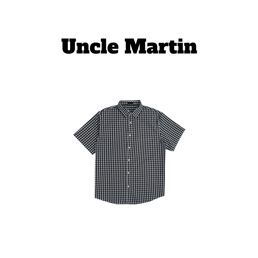 618马丁叔叔  25新款夏季衬衫衬衣黑白格子衬衫 006