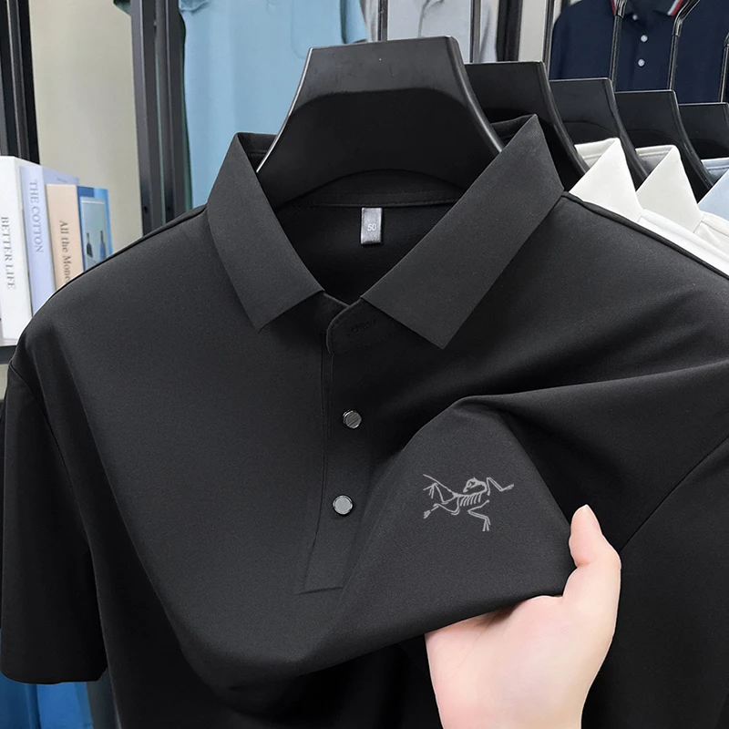 【奥莱撤柜】男士夏季休闲短袖polo衫透气刺绣时尚翻领半袖T恤简约