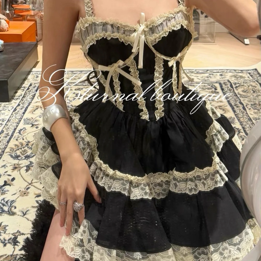 KTURNAL 恶女凯特法式小黑裙鱼骨吊带裙连衣裙生日轻礼服蓬蓬裙