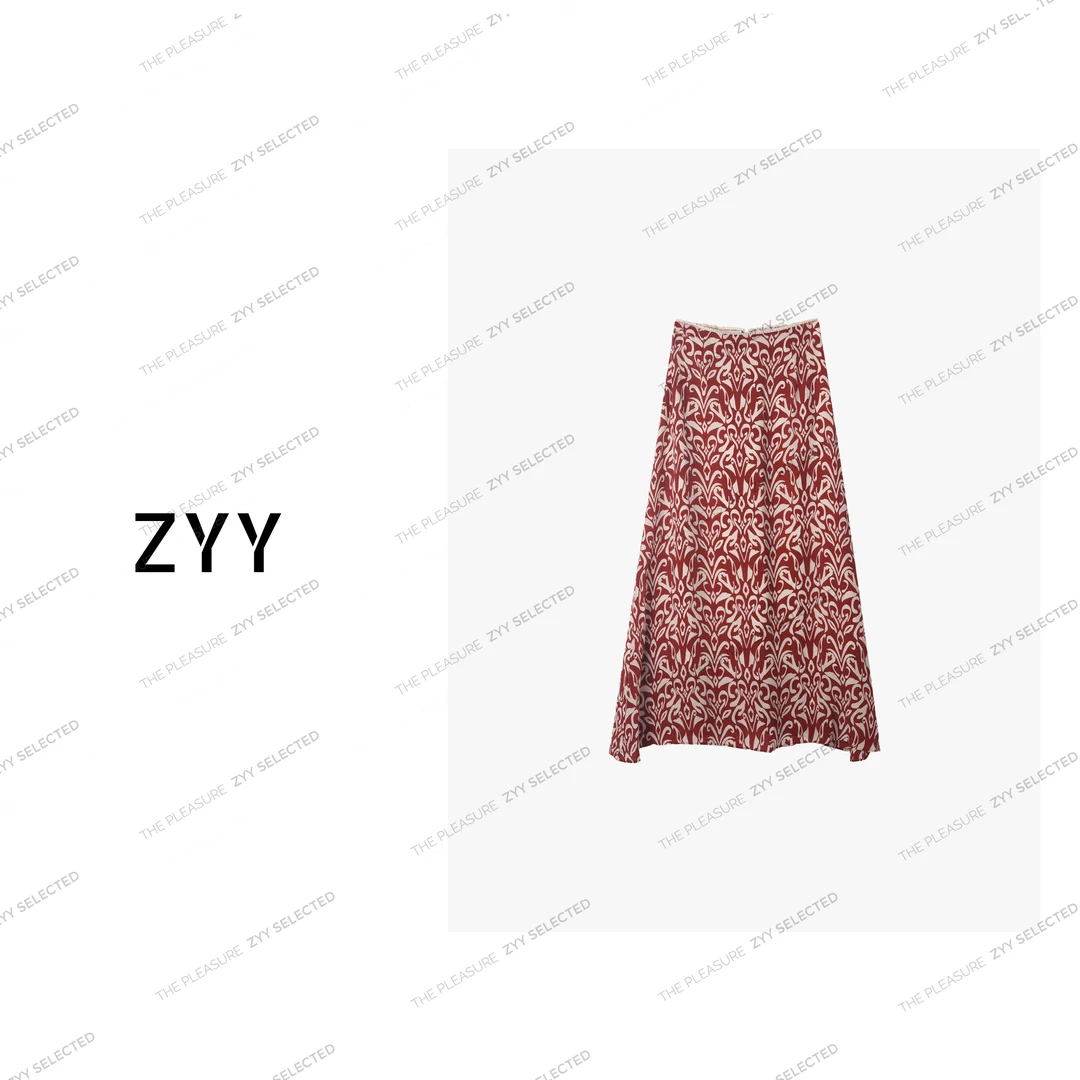 ZYY【罗马晴空】2025/S新品复古印花高腰显瘦半身裙女X25XBSQD01915
