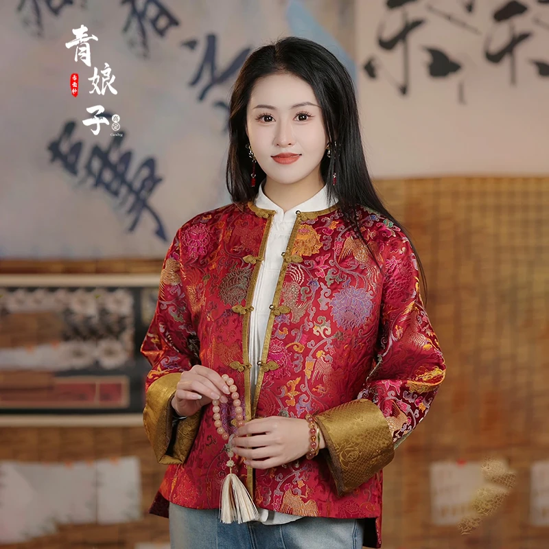 青娘子云锦妆花（洛柠）新中式时尚国风百搭宽松红色喜庆上衣60936