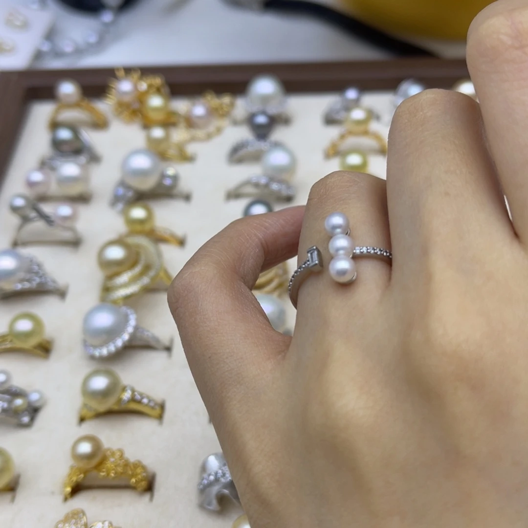 银S925镶嵌淡水珍珠戒指