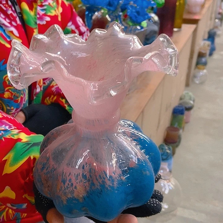 琉璃琉璃花瓶高18口4