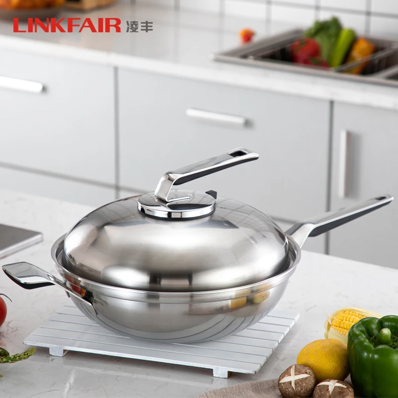 LINKFAIR/凌丰（商姐专属）32cm雷萨高端系列不锈钢炒锅